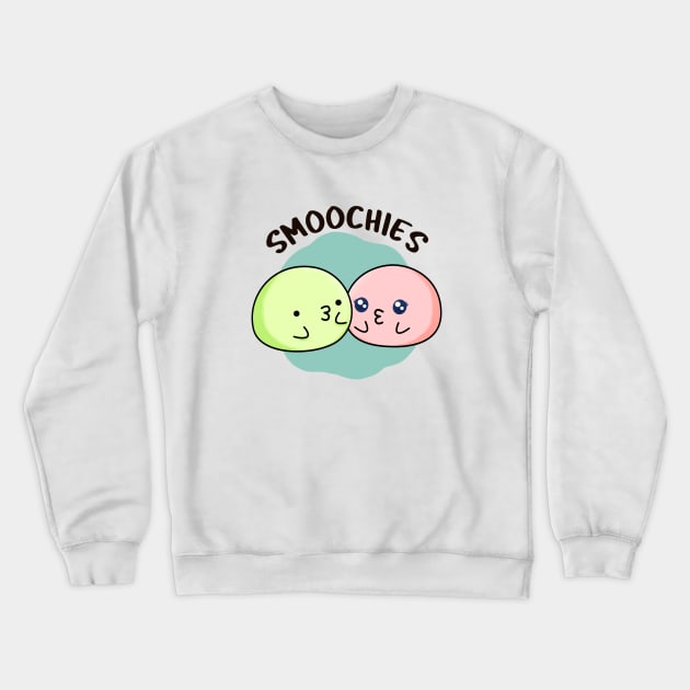 Smoochies Funny Food Kissing Mochi Pun Crewneck Sweatshirt by punnybone